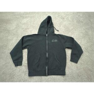 Dish Showtime Hoodie Mens Small Black Full Zip Sweatshirt Long Sleeve Pockets